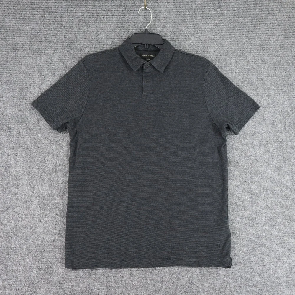 Banana Republic Polo Shirt Mens L Slim Fit‎ Micro Ribbed Cotton Short Sleeve